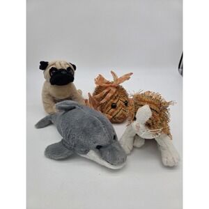 Ganz Webkinz Lot Of 4 Plush No Codes Pug Alley Cat Lionfish Dolphin